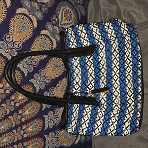 Vince camuto leather & fabric large purse